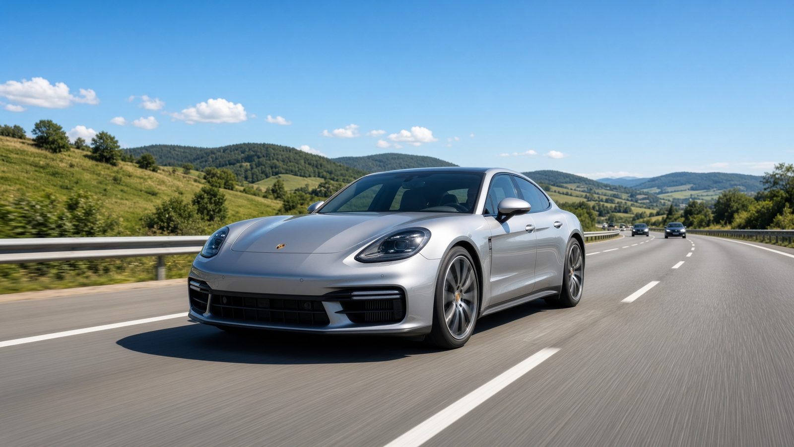 Voiture convoyée sur une route de France par un chauffeur professionnel