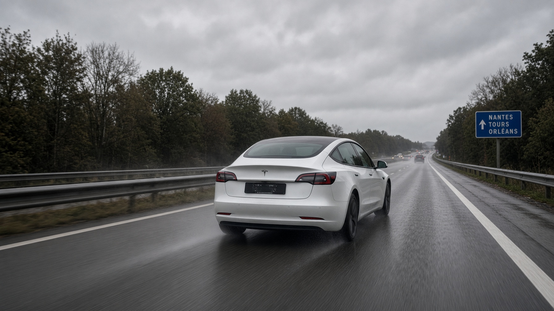 Tesla Model 3 en convoyage électrique avec plan de recharge préparé